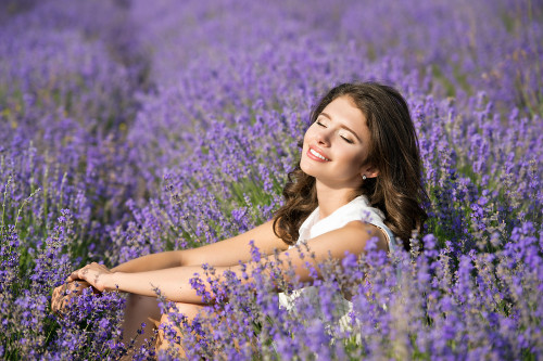 relaxed women in lavender